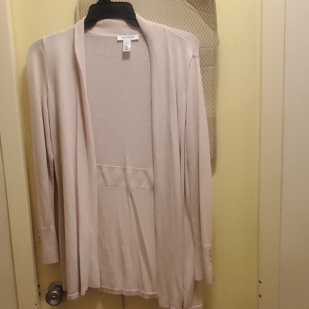 New York & Company Cream Cardigan Sweater Lightweight Knit